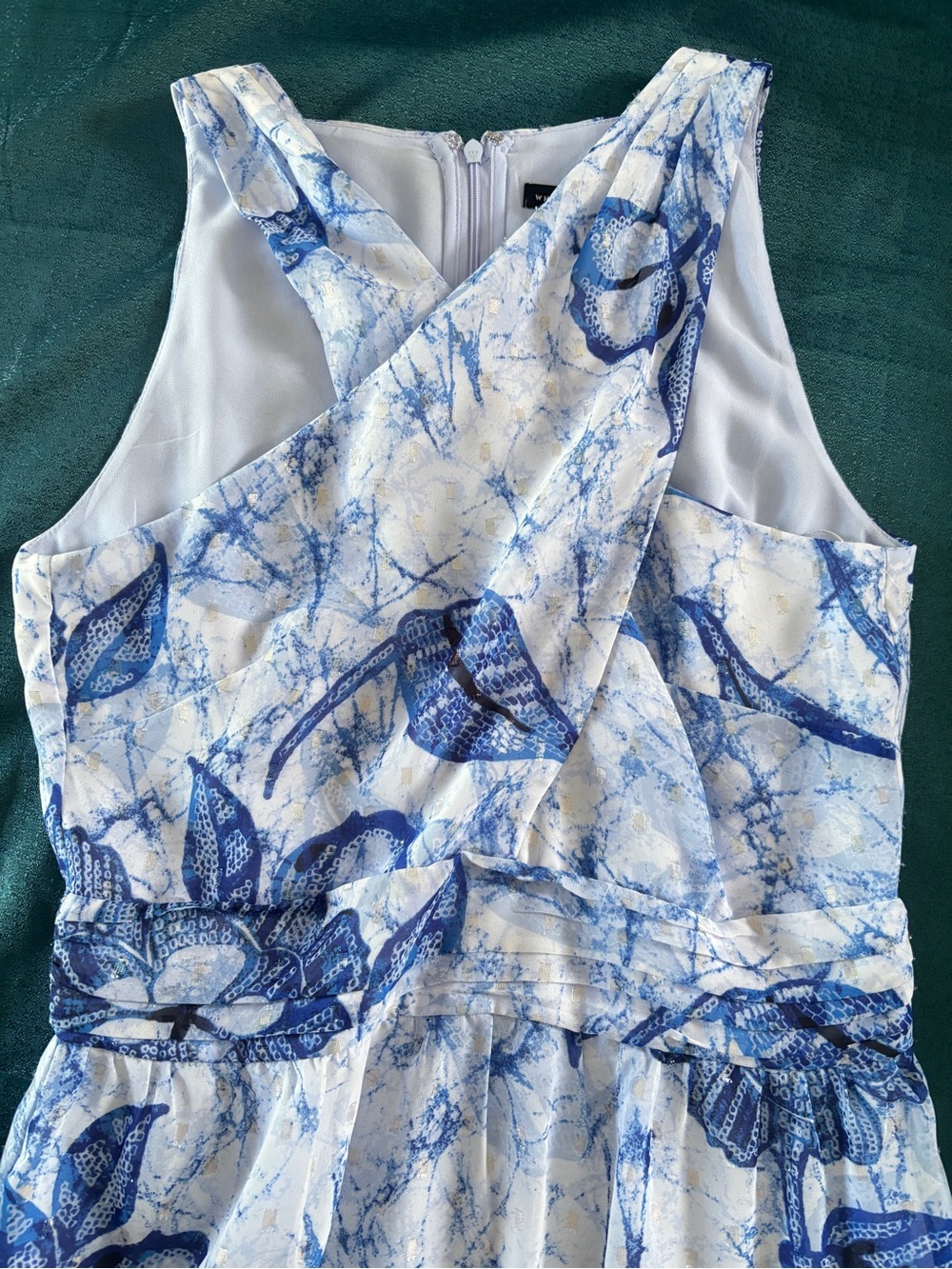 WHBM Blue and White Floral Cross-Front Sundress